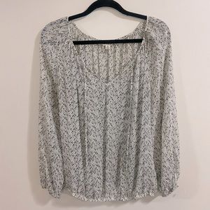 Lucky Brand Black White Sheer Blouse - Medium